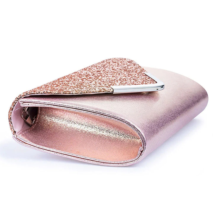 Women Evening Clutch Bag Wedding Golden Sequins Clutch Purse Chain Shoulder Bags Small Party Handbag With Metal Handle