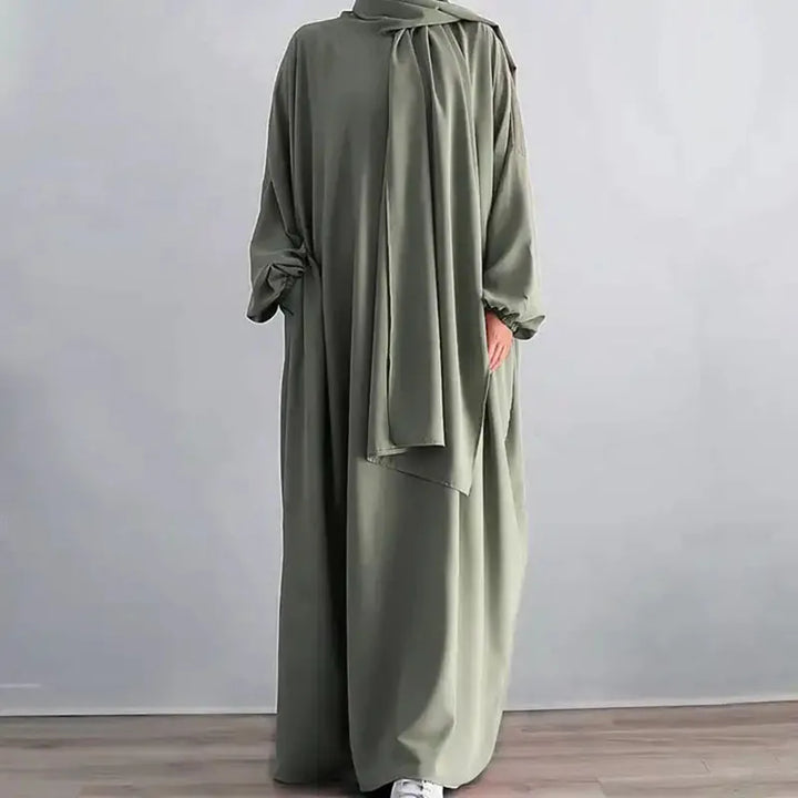 Hooded Abaya Nida EID With Attached Hijab Ramadan Modest Muslim Women Easy To Wear Islamic Clothing Prayer Dress