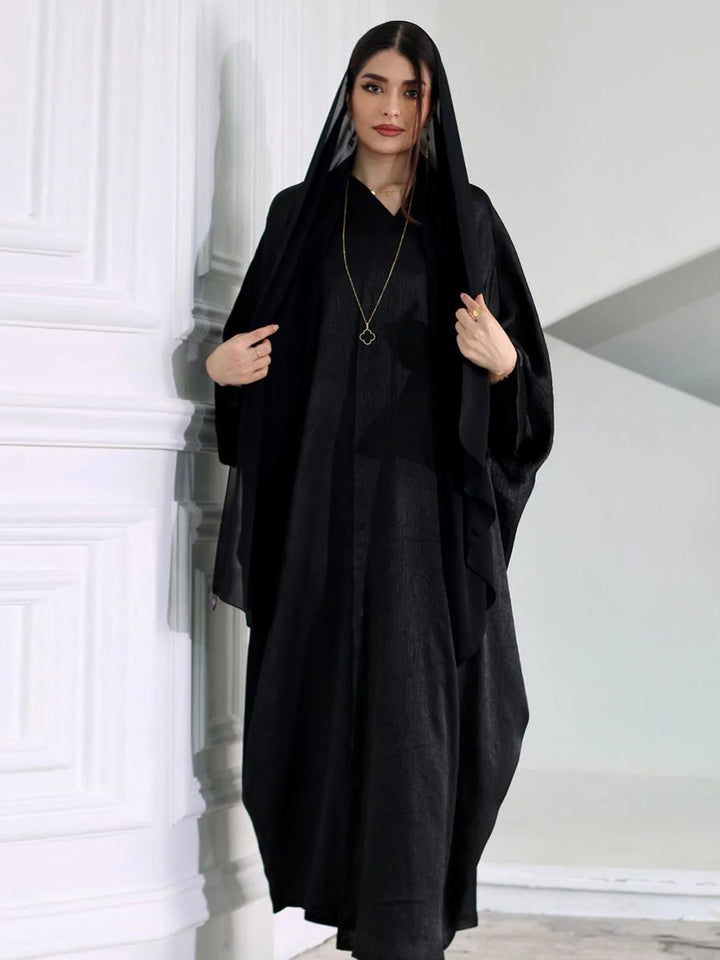 Siskakia Bright Silk Satin Batwing Sleeve Cardigan Robe Modest Muslim Dubai Plus Size Kimono Open Abaya Dress Corban Eid Woman