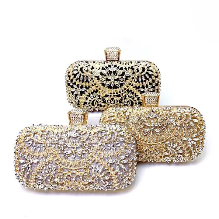 2023 Diamond Evening Clutch Bag For Women Wedding Golden Clutch Purse Chain Shoulder Bag Small Party Handbag With Metal Handle