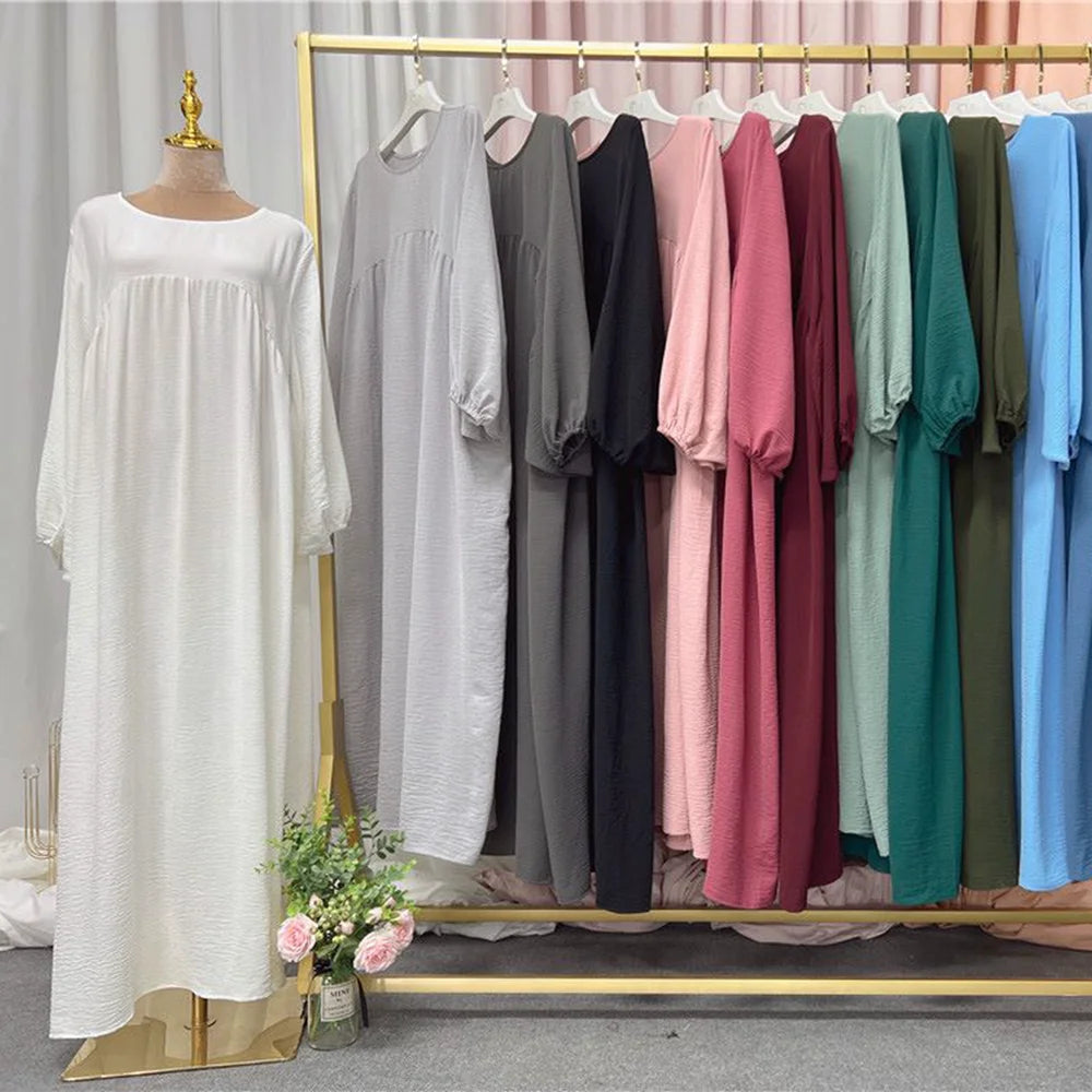 Plain Abaya Dress Long Sleeve Muslim Women Loose Robe African Dresses Islam Dubai Modest Kaftan Eid Prayer Garment Jilbab