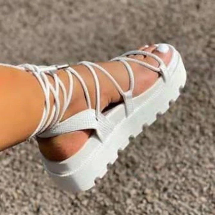 Woman Gladiator Platform Sandal Ladies Ankle Wrap Wedge Female Fashion Lace Up Shoe Women Non Slip Women's Footwear Plus Size 43