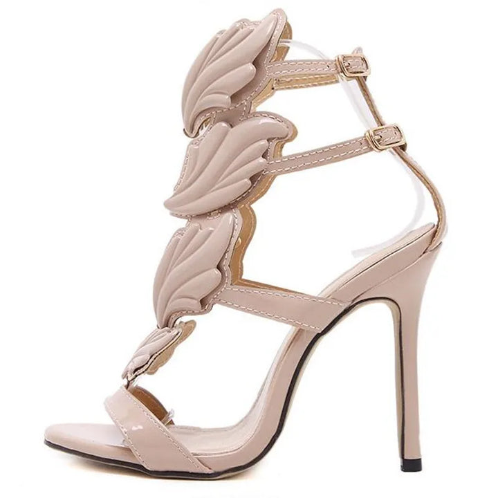 Women Sandals High Heel Gold Leaf Flame Gladiator Sandal Shoes Party Dress Shoe Woman Patent Leather 11cm High Heels Hot Sell