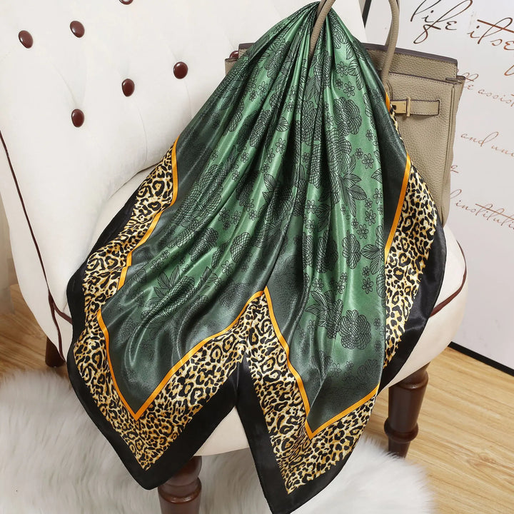 Luxury Brand Silk Satin Square Scarf Women Hijab Bandana Muslim Headscarves Shawl Wrap Ladies Headband Neckerchief Foulard 90cm