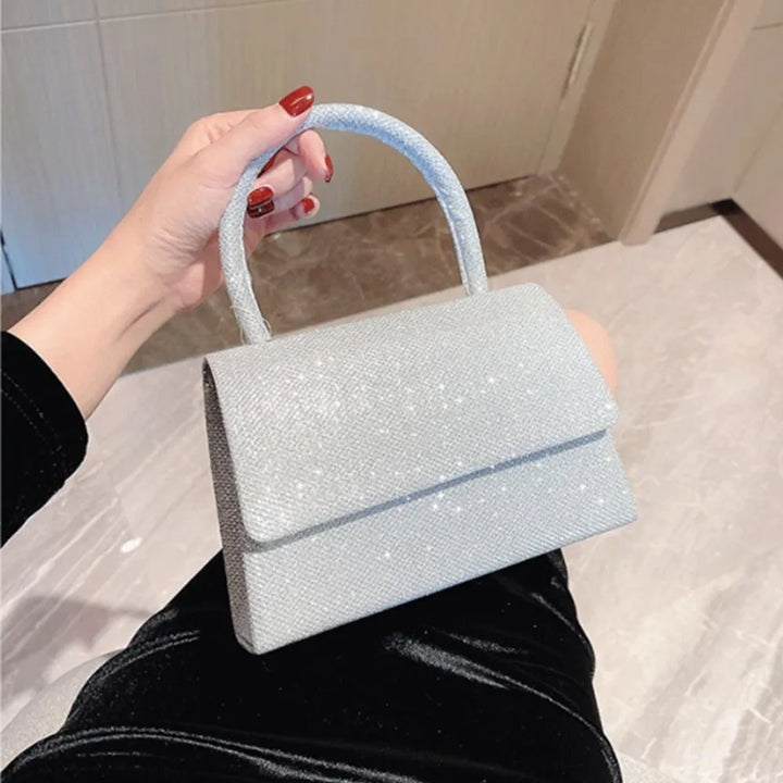 New Silver Bright Silk Evening Bag Women Elegant Fashion Banquet Clutch Chain Shoulder Bags Luxury Purse Female Handbag