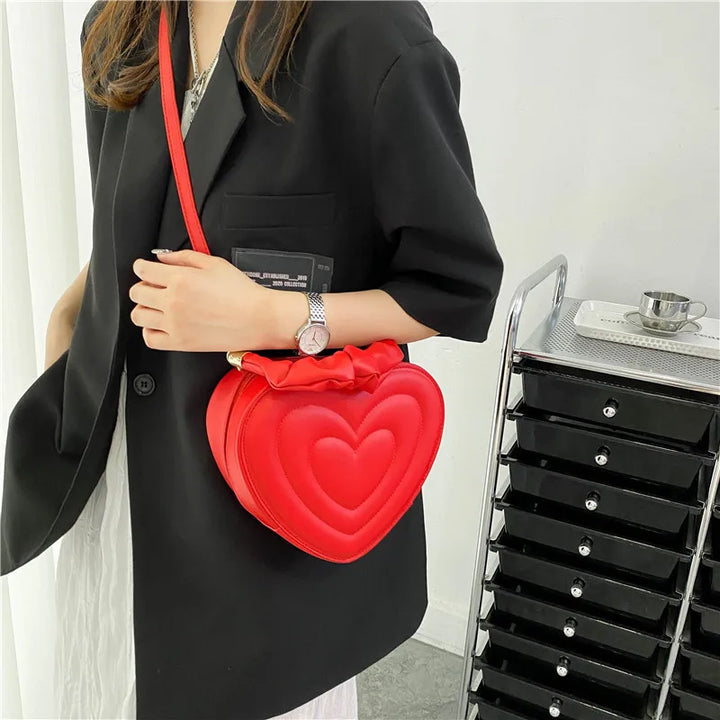 Heart Pattern Shoulder Bag for Women Luxury Quilted Top-handle Handbags Female PU Leather Messenger Crossbody Bag Tote bolsa