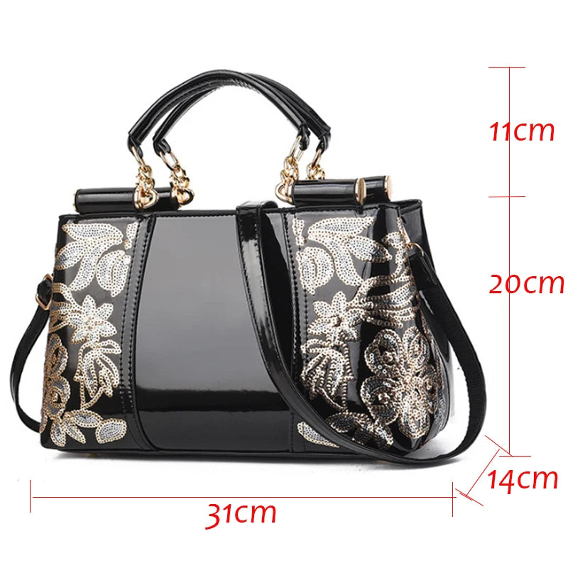 New Patent Leather Shiny Women Bag Fashion Luxury Design Atmospheric Handbag Large Capacity Women's Shoulder Messenger Bag