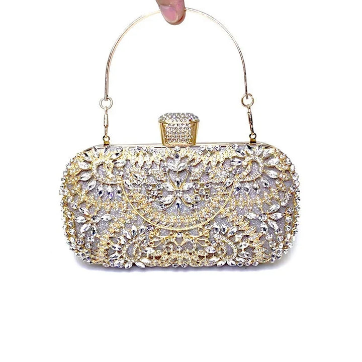 2023 Diamond Evening Clutch Bag For Women Wedding Golden Clutch Purse Chain Shoulder Bag Small Party Handbag With Metal Handle