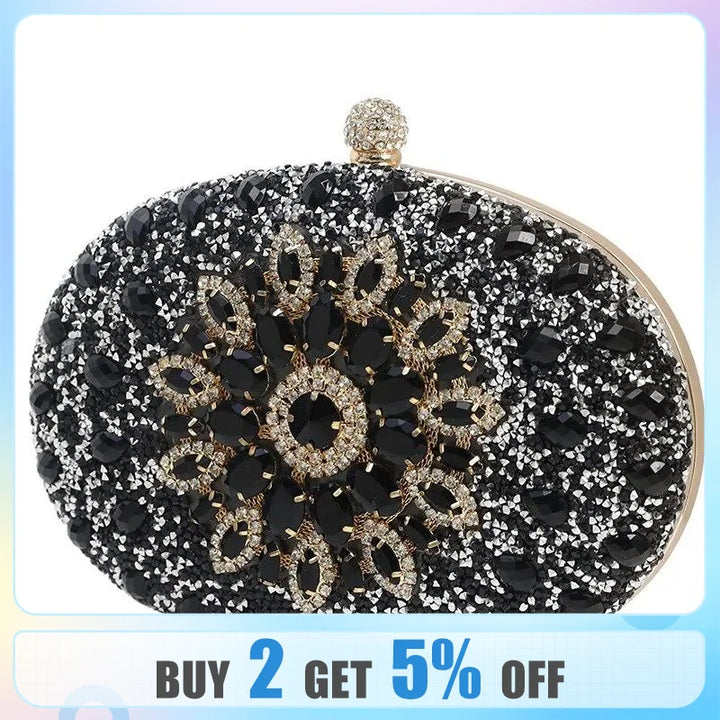 Women Dinner Bag Fashion New Sunflower Inlaid Diamond Banquet Hand Bag Dress Evening Bag