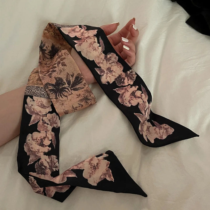 Fashion Skinny Scarf Women Luxury Brand Twill Printing Tie Bag Handle Ribbon Hair Band Women's Headscarf New Design Silk Scarves