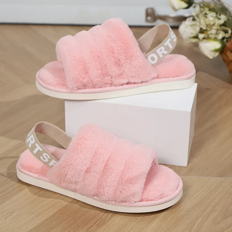 Fluffy Slippers Home Casual Designer Shoes Women Leopard Indoor Winter Platform Plush Slides Girls 2024 Fashion Warm Large Size