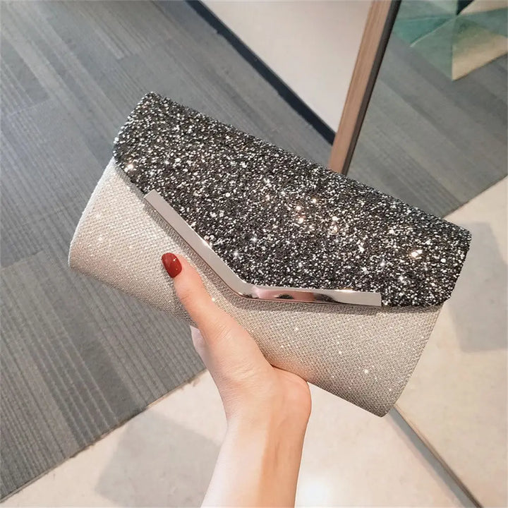 Fashion Party Evening Clutch Bag Synthetic Leather Chain Shoulder Purse Clutch Women Banquet Wedding Rhinestone Handbag Bags