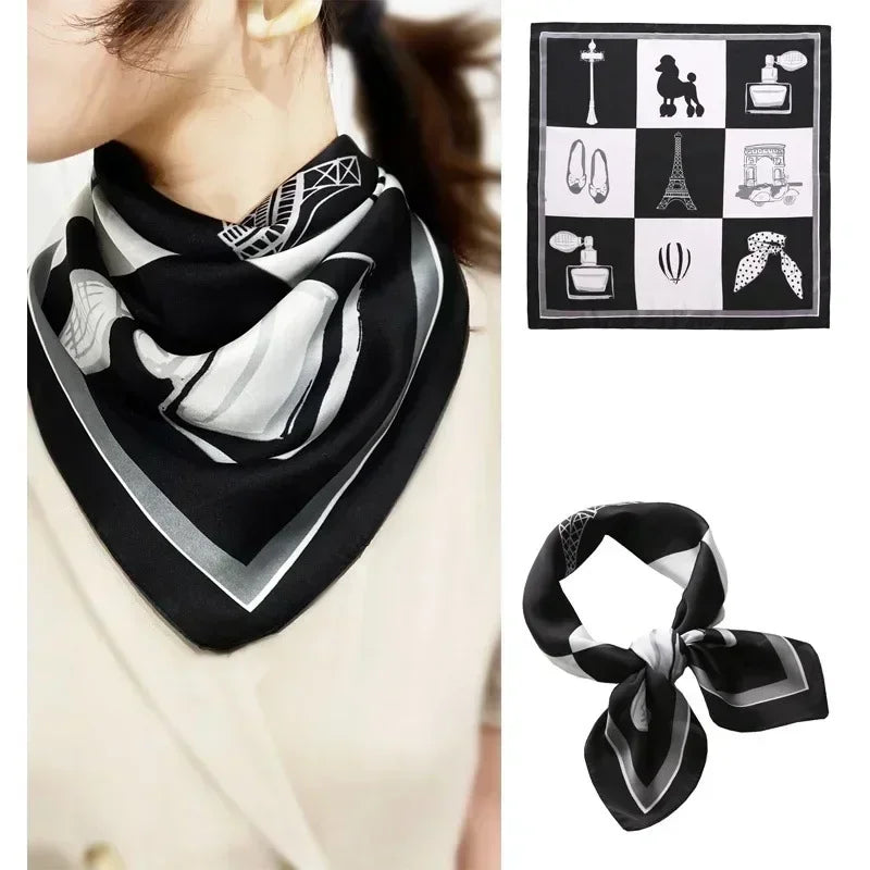 Square Scarf 2023 Luxury Silk Shawl for Women Satin Hijab Fashion Wraps Neckerchief Female Hair Bands Ribbon Headband Bandana