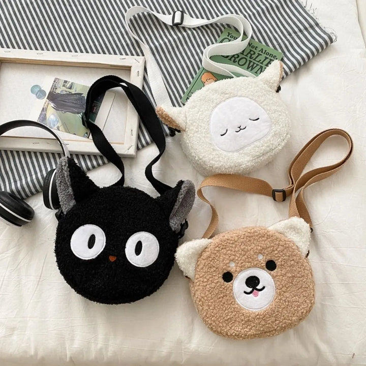 New Fashion Polyester Phone Purse Women Girls Kawaii Plush Shoulder Bag Small Crossbody Bag Outdoor Shopping Accessories