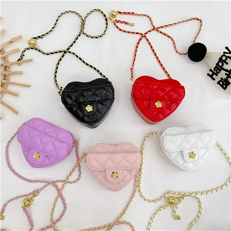 Mini Heart Shaped Crossbody Bags For Girls Teens Handbag Pu Leather Coin Change Purse For Toddlers Girls