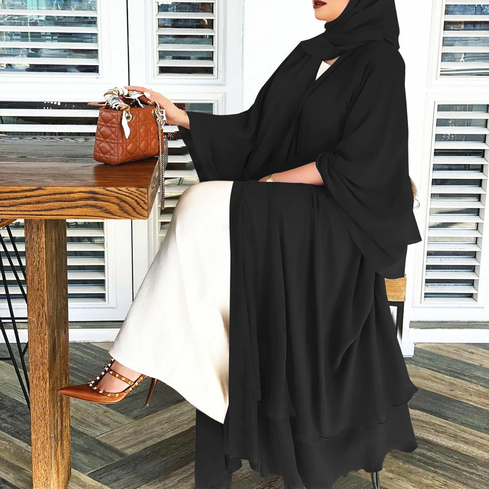 Women Open Abaya Eid Kaftan Dubai Luxury Caftan Turkey Muslim Clothing Islam Robe African Dress Kimono Ramadan Fashion Layered