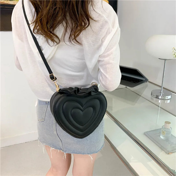 Heart Pattern Shoulder Bag for Women Luxury Quilted Top-handle Handbags Female PU Leather Messenger Crossbody Bag Tote bolsa