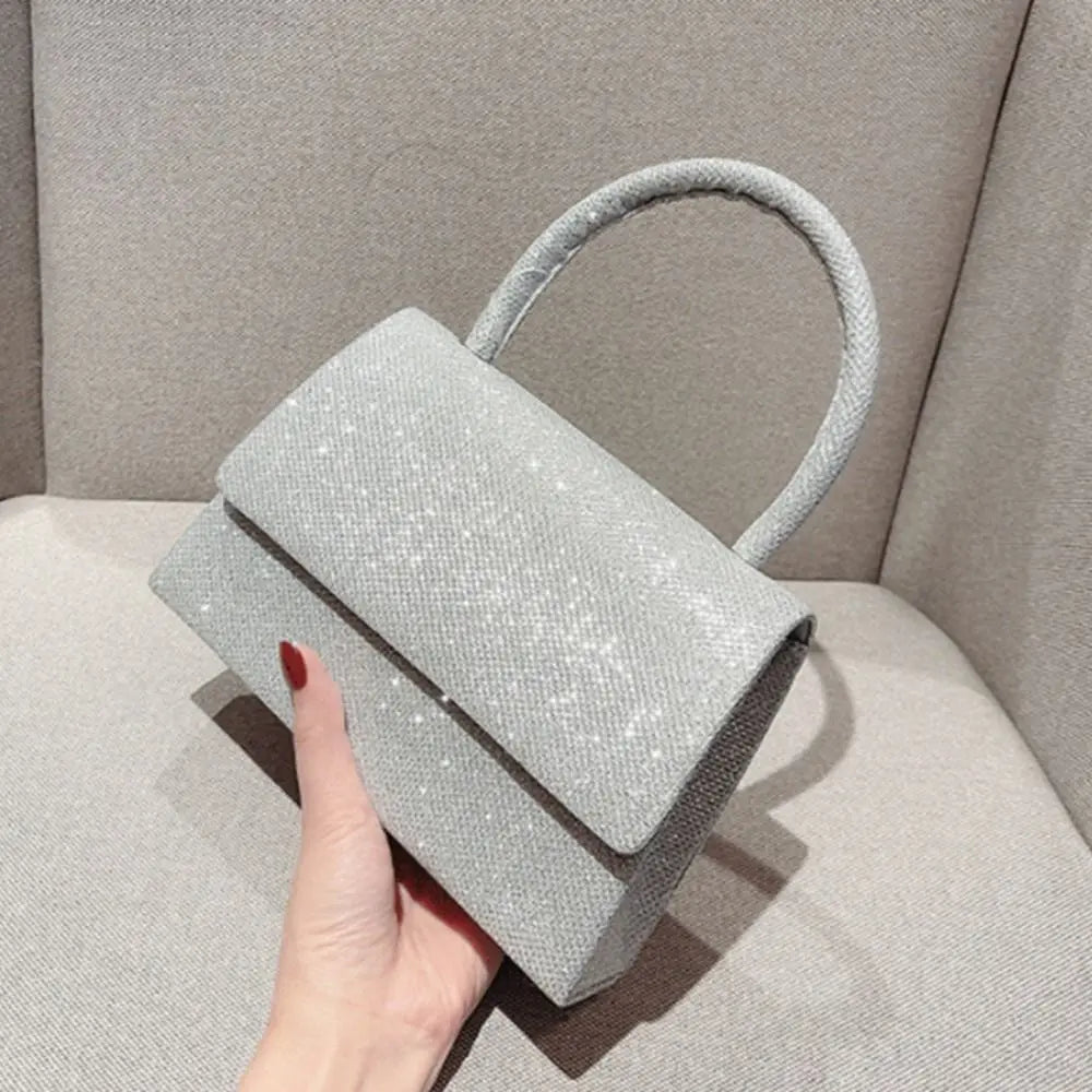 New Silver Bright Silk Evening Bag Women Elegant Fashion Banquet Clutch Chain Shoulder Bags Luxury Purse Female Handbag