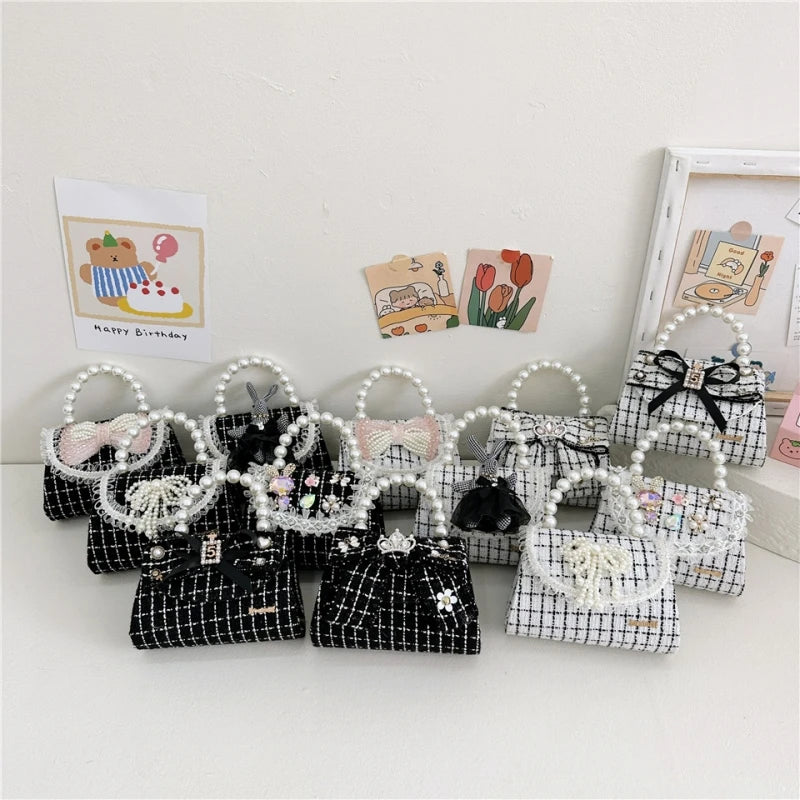 New Children's Pearl Handbag Princess Dress Accessories Small Coin Wallet Handbag Girl Crossbody Chain Bag Kids Bags For Girls