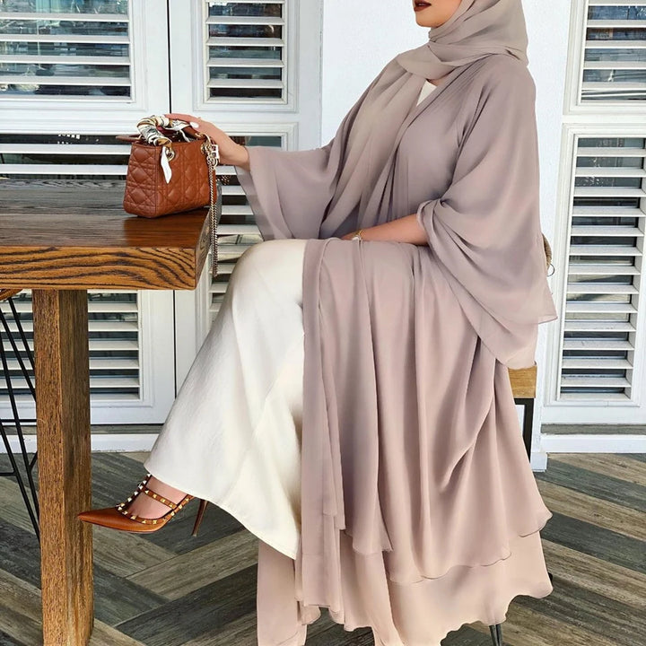 Women Open Abaya Eid Kaftan Dubai Luxury Caftan Turkey Muslim Clothing Islam Robe African Dress Kimono Ramadan Fashion Layered