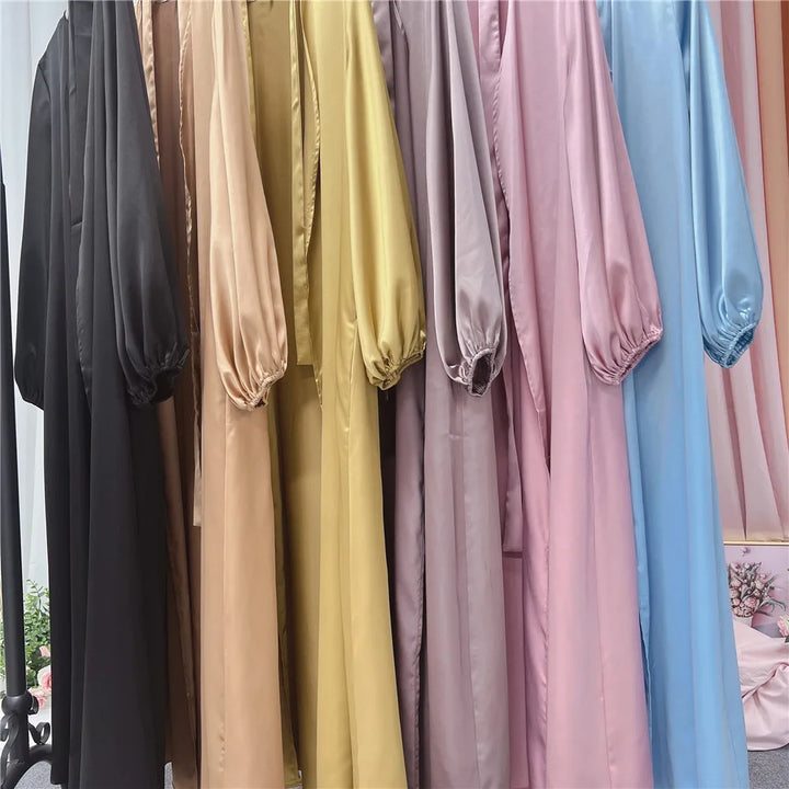 Muslim Fashion Clothes Women Abaya Dubai Arab Puff Sleeves Lace-up Ramadan Dress Jilbab Hijab Robe Turkey Caftan Marocain Abayas