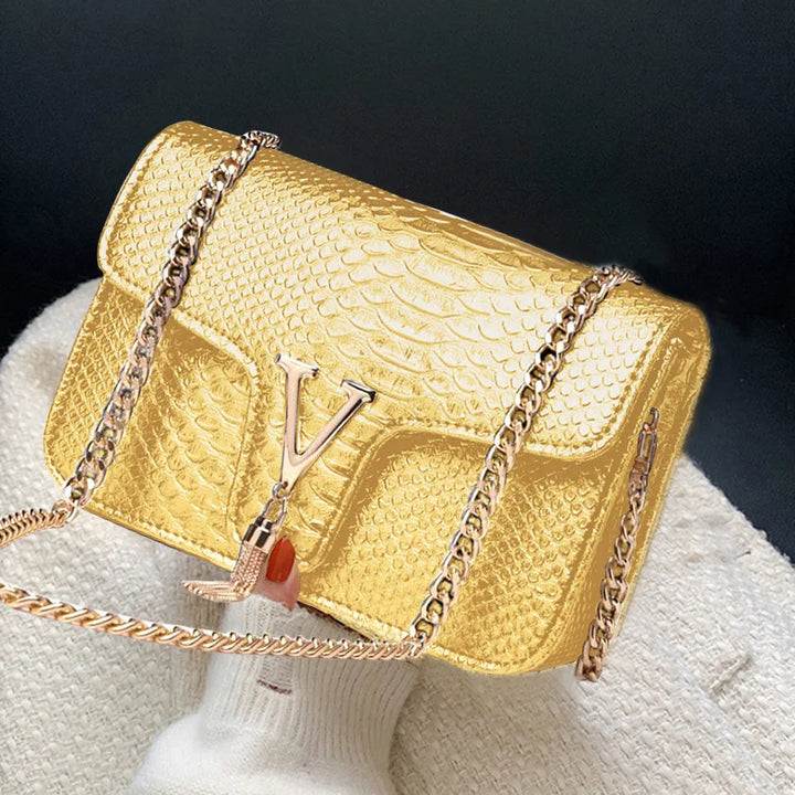 Handbags Golden Women Bag Casual Female Leather Bags Chain Handbag for Woman New 2024 America Shoulder Bags Ladies Purse Bolsos