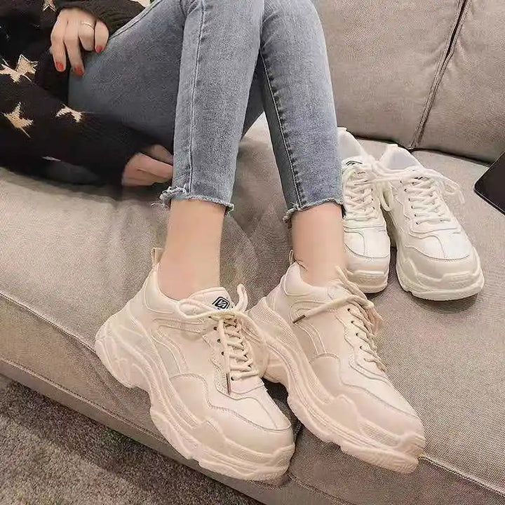 Chunky Sneakers for Women Lace-Up White Vulcanize Shoe Casual Fashion Dad Shoes Platform Sneaker Zapatillas Mujer 2023