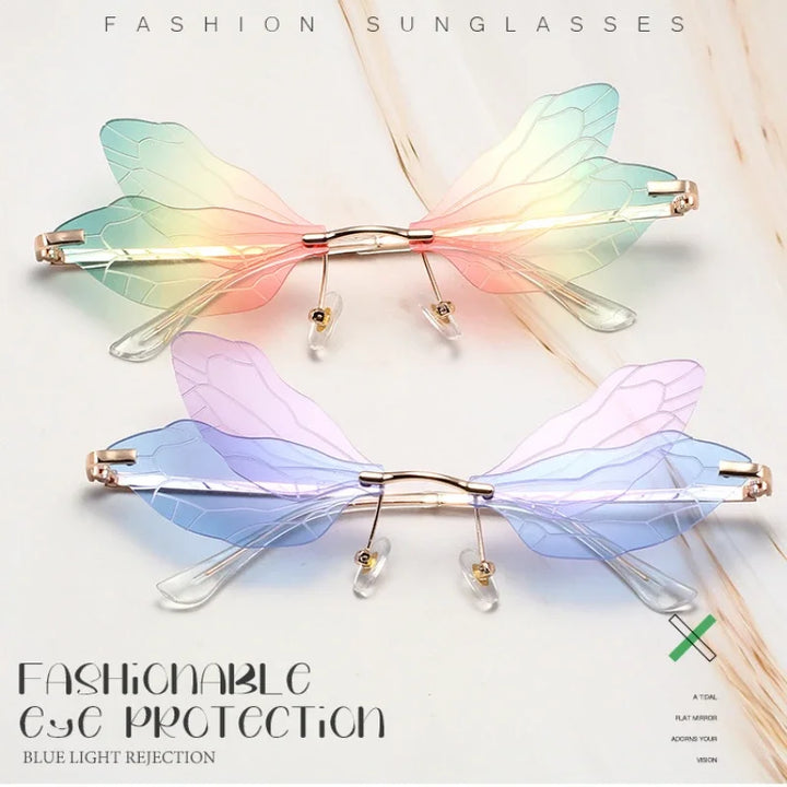 New Frameless Butterfly Rhinestone Sunglasses Ladies Steampunk Fashion Designer Sunglasses Retro Glasses Party Supplies Tools