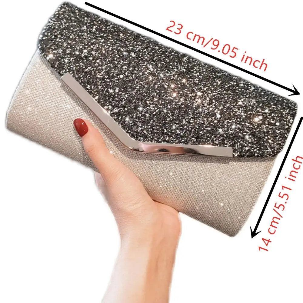 Fashion Party Evening Clutch Bag Synthetic Leather Chain Shoulder Purse Clutch Women Banquet Wedding Rhinestone Handbag Bags