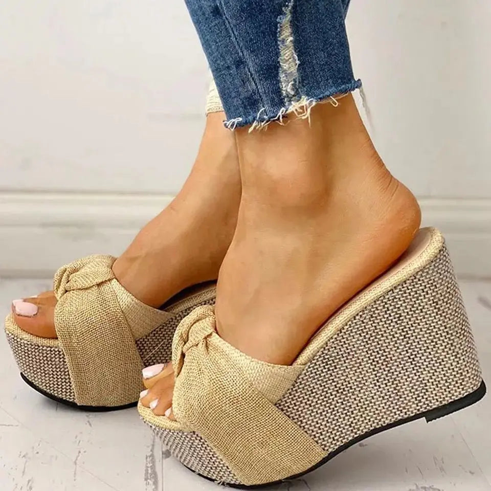 2023 High Heels Slippers Platform Shoes Women Wedges Heel Women's Sandals Thick Bottom Summer Footwear for Woman Slides