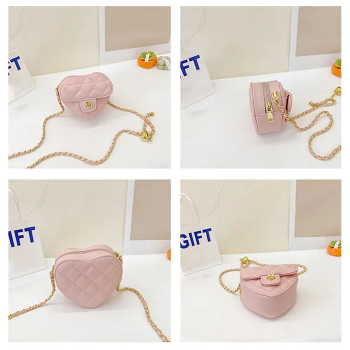 Mini Heart Shaped Crossbody Bags For Girls Teens Handbag Pu Leather Coin Change Purse For Toddlers Girls