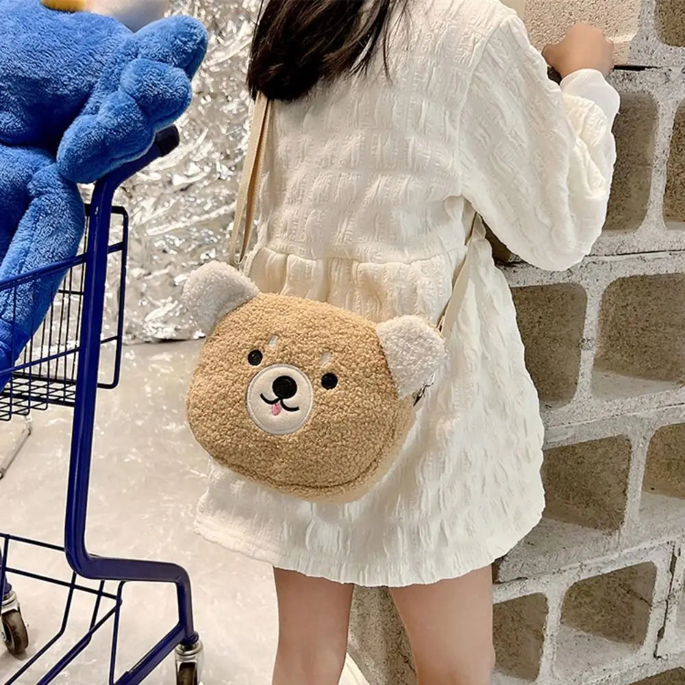 New Fashion Polyester Phone Purse Women Girls Kawaii Plush Shoulder Bag Small Crossbody Bag Outdoor Shopping Accessories