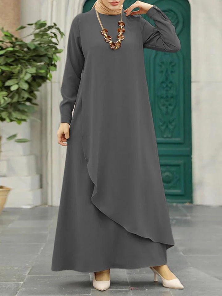 Muslim Fashion Hijab Dress ZAZNEA Turkey Abaya Women Long Sleeve Maxi Sundress Asymmetrical Robe Dubai Vestido Isamic Clothing