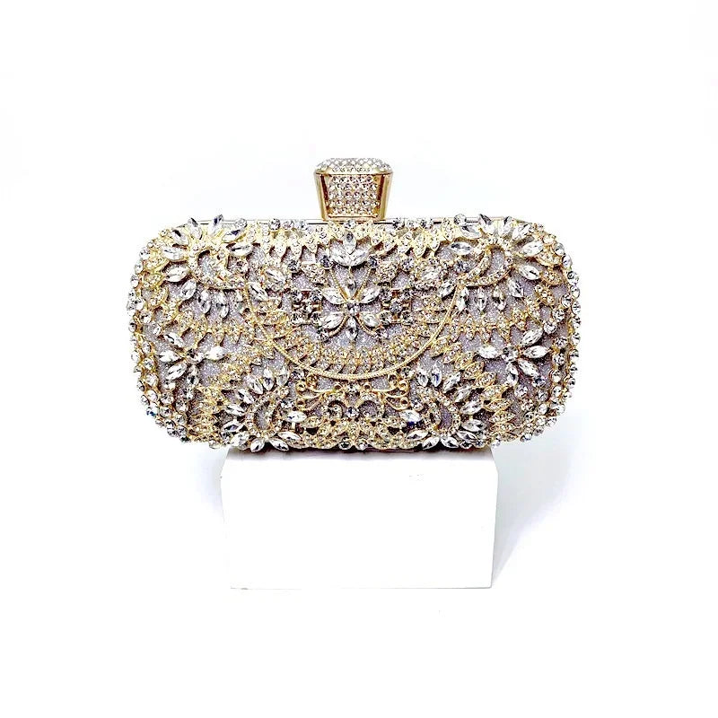 2023 Diamond Evening Clutch Bag For Women Wedding Golden Clutch Purse Chain Shoulder Bag Small Party Handbag With Metal Handle