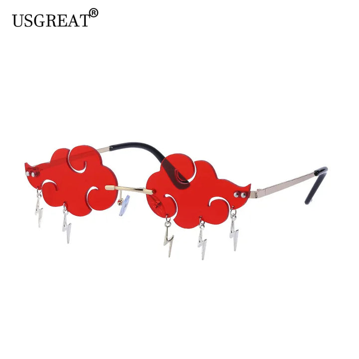 2023 New Clouds Rimless Lightning Pendant Sunglasses Women Hollow Out Steampunk Sun Glasses Funny Party Vintage Eyewear Shades