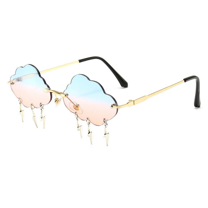 2023 New Clouds Rimless Lightning Pendant Sunglasses Women Hollow Out Steampunk Sun Glasses Funny Party Vintage Eyewear Shades