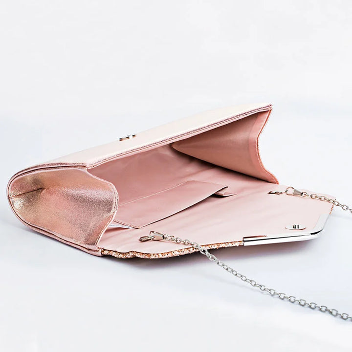 Women Evening Clutch Bag Wedding Golden Sequins Clutch Purse Chain Shoulder Bags Small Party Handbag With Metal Handle