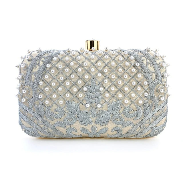 Women Evening Clutch Bag Handbag Embroidery Shoulder Crossbody Bags Wedding Prom Party Purse with Detachable Chain