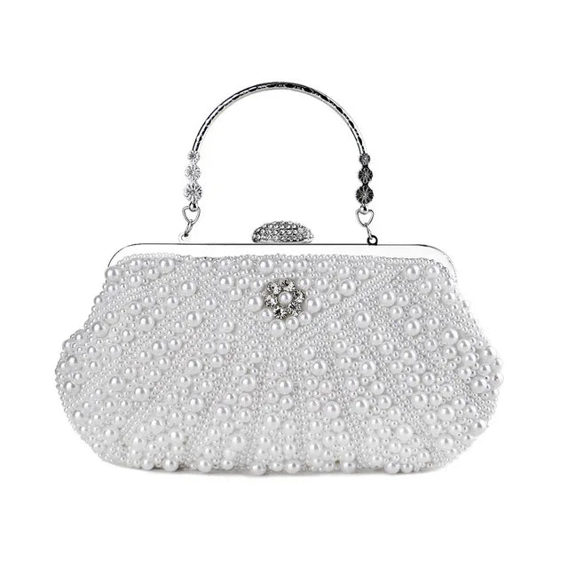 Vintage Embroidery Small Pearl Day Clutch Shoulder Chain Handbags Rhinestones Purse Beaded Diamonds Women Evening Bags