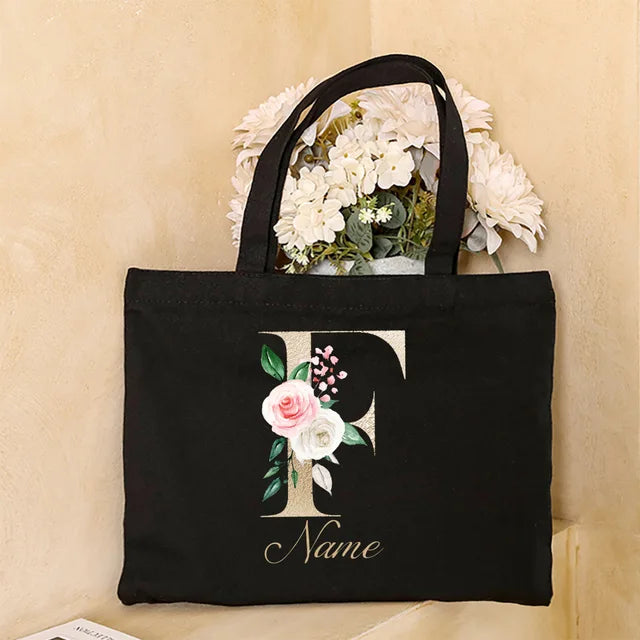 Personalized Bridesmaid Tote Bag Initial with Name Handbag Bridal Bachelorette Party Bag Bride Wedding Shoulder Bag Gift for Her