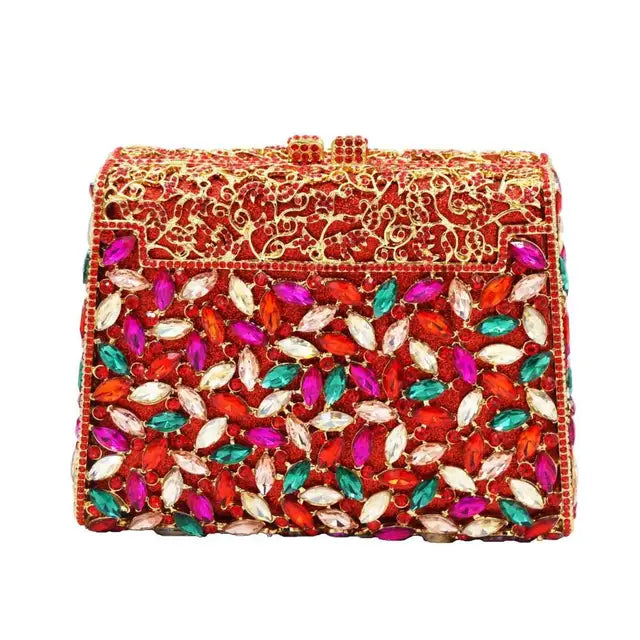 Gold Box Bag Diamond Women Clutch Bag Crystal Party Handbag Ladies Banquet Purse Fashion Pochette Prom Evening bag SC452