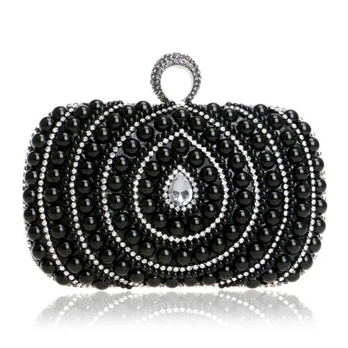 Vintage Embroidery Small Pearl Day Clutch Shoulder Chain Handbags Rhinestones Purse Beaded Diamonds Women Evening Bags