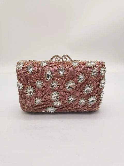 Green/Rose gold color Rhinestone Diamond Party Clutch Purse Crystal Gemstone Women Evening Clutches Bags Female Handbag Wedding