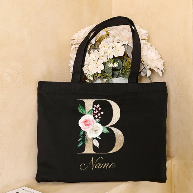 Personalized Bridesmaid Tote Bag Initial with Name Handbag Bridal Bachelorette Party Bag Bride Wedding Shoulder Bag Gift for Her