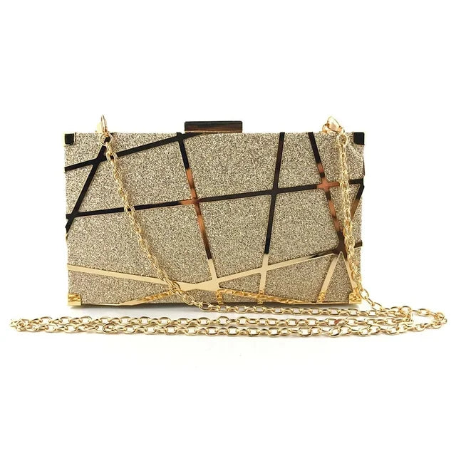 Luxury Evening Bag Women Party Banquet Glitter Bag Gold Wedding Clutches Party Bags Prom Blingbling Chain Shoulder Bag Mujer Sac