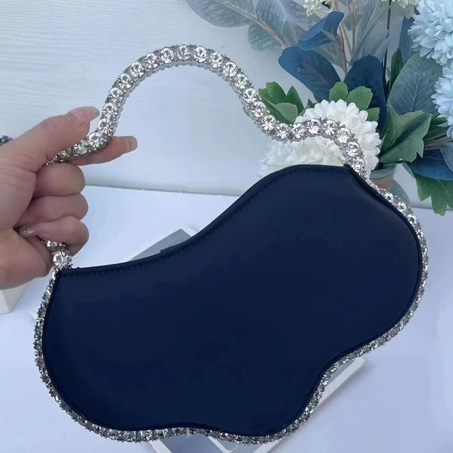 Women Pink Rhinestone Dinner Clutch Purse Ladies Handbags Party Bag Wedding Clutch Wrist Bag Women Diamond Circular Evening Bag