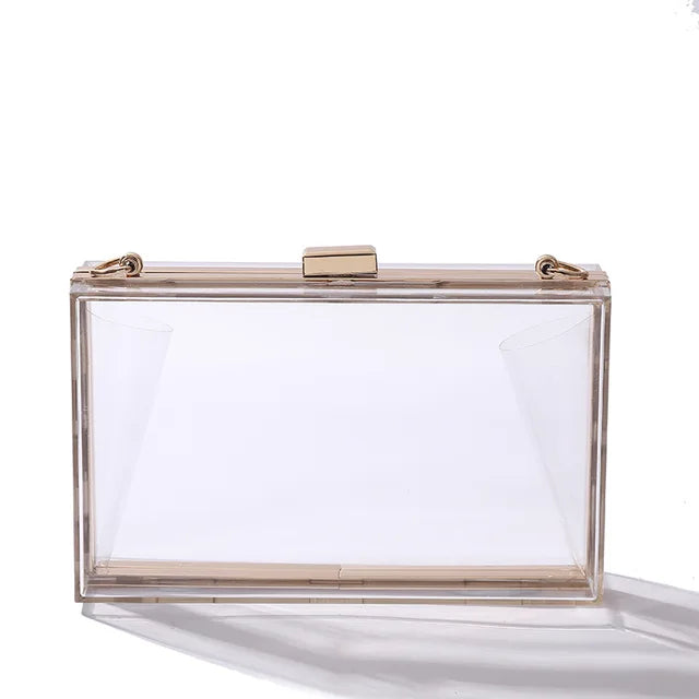 New Acrylic Transparent Women Clutch Bag Chain Luxury Brand Women Messenger Bag Evening Bag Handbag Chain Shoulder Bag