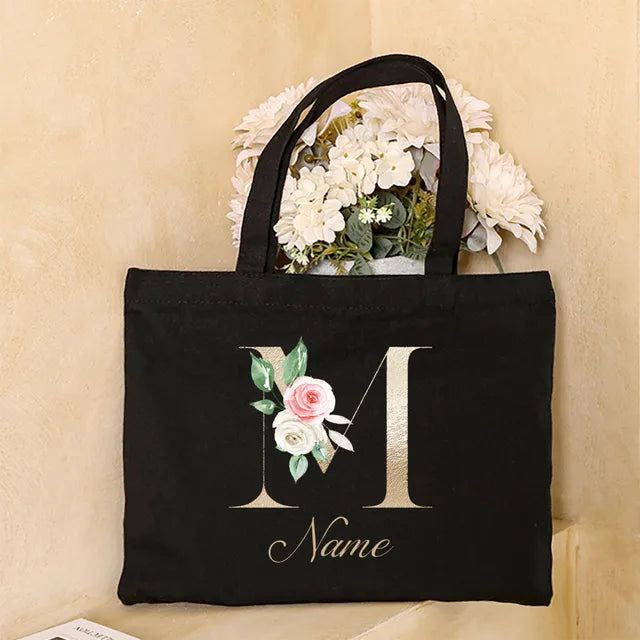 Personalized Bridesmaid Tote Bag Initial with Name Handbag Bridal Bachelorette Party Bag Bride Wedding Shoulder Bag Gift for Her