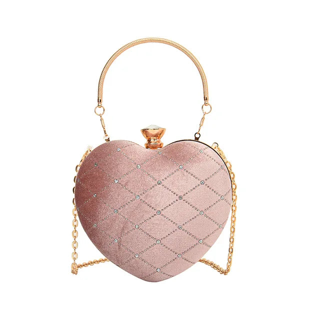 Heart Shape Handbag Womens Red Wedding Purse 2023 New Woman Evening Party Hand Bags Cute Chain Crossbody Bags Heart Shaped Bag