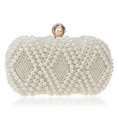 Vintage Embroidery Small Pearl Day Clutch Shoulder Chain Handbags Rhinestones Purse Beaded Diamonds Women Evening Bags